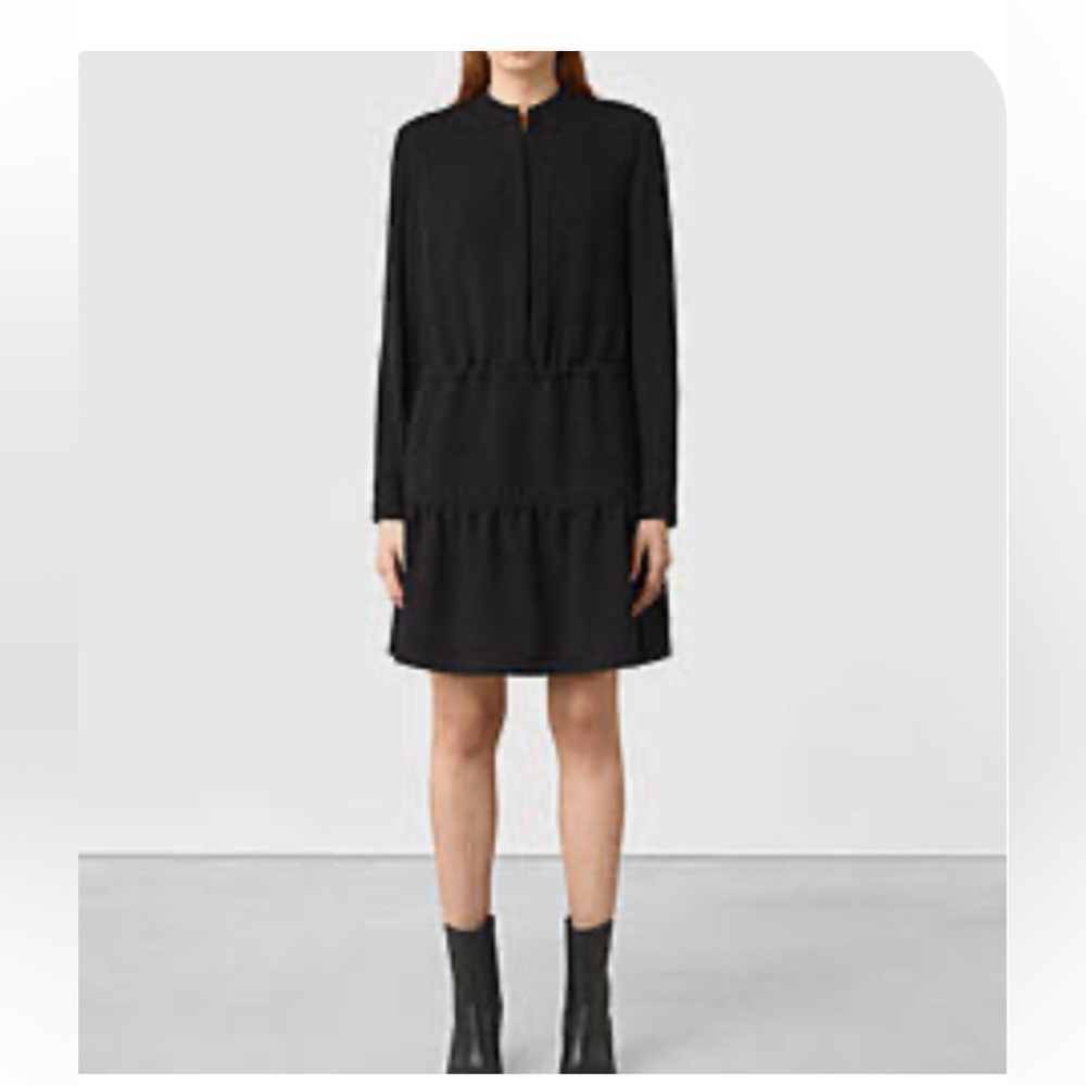 All Saints Lin Sleeve Dress Black - Size 8- EUC
